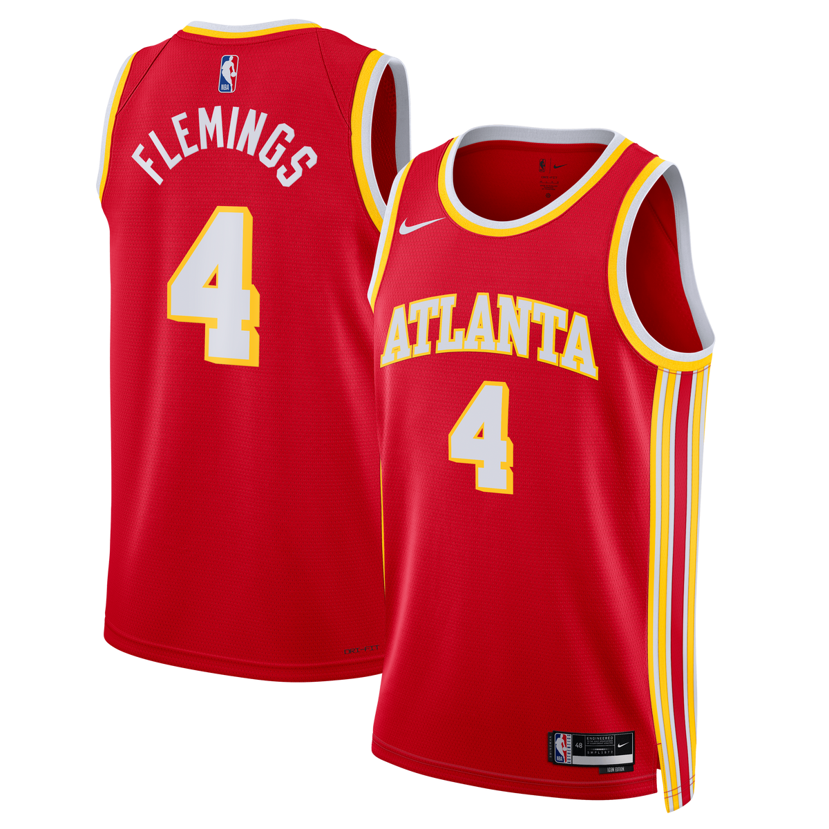Kingston Flemings Atlanta Hawks Swingman Icon Basketball Jersey - Red - Unisex