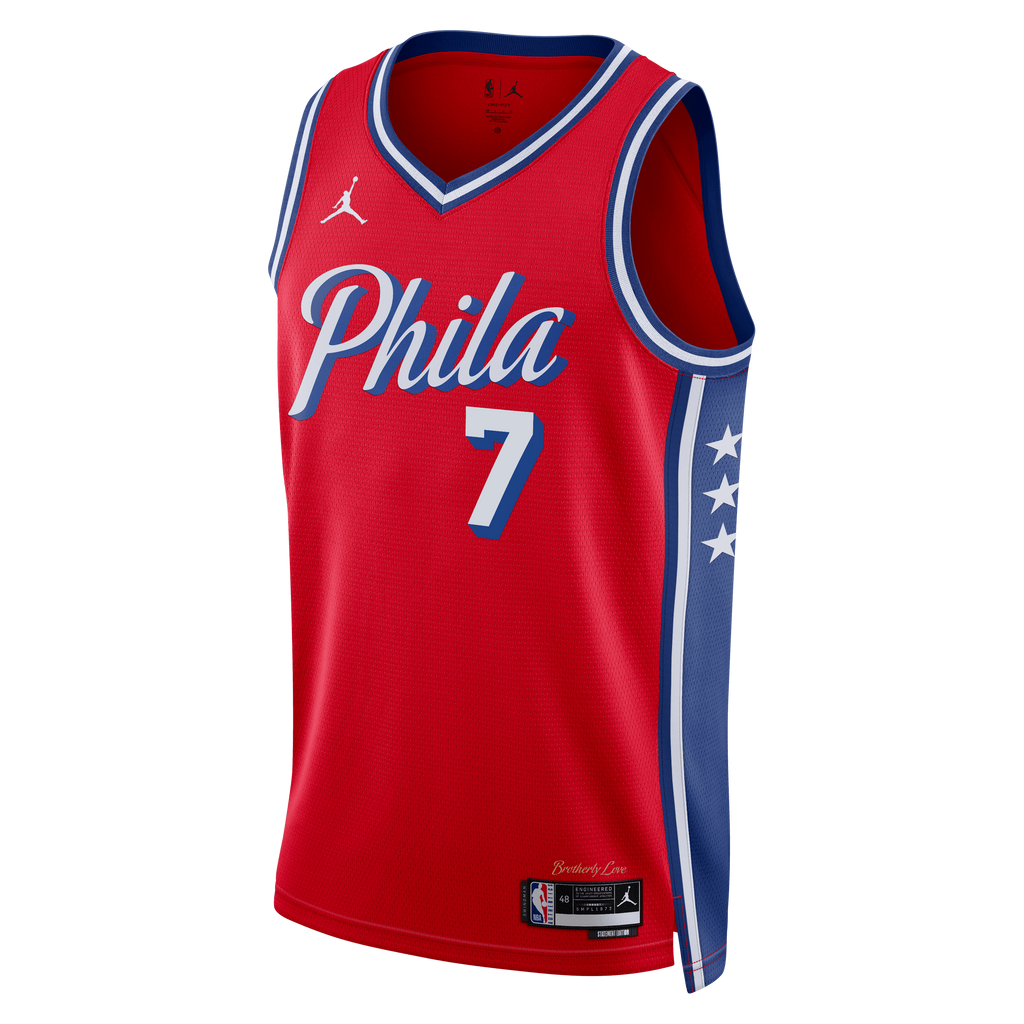 Jaylen Brown Philadelphia 76ers Statement Edition Swingman Basketball Jersey - Red - Unisex