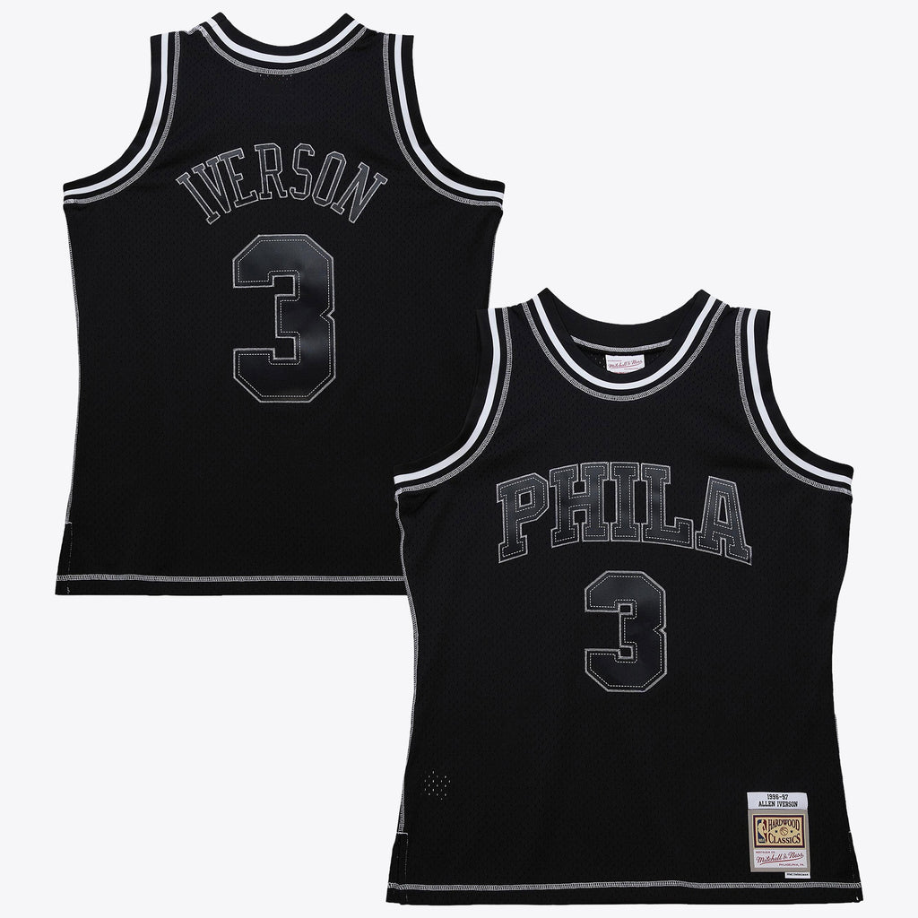 Allen Iverson Philadelphia 76ers 1996 Contrast 2K Swingman Basketball Jersey - Black