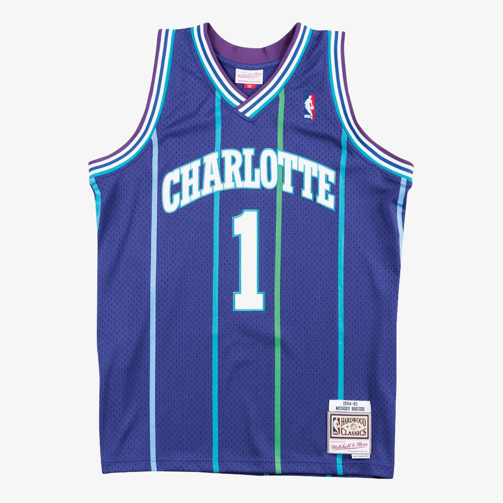 Muggsy Bogues Charlotte Hornets 1994 Authentic Swingman Alternate Basketball Jersey - Purple