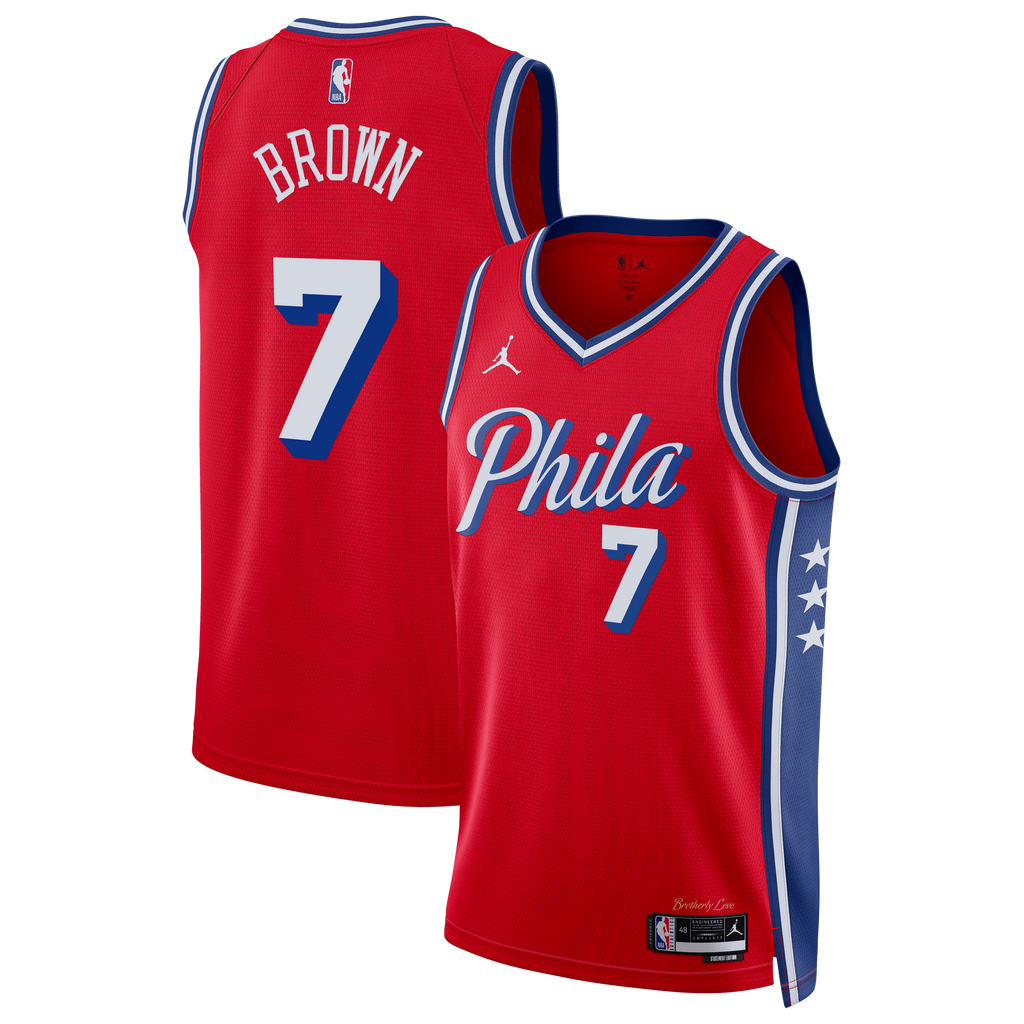 Jaylen Brown Philadelphia 76ers Statement Edition Swingman Basketball Jersey - Red - Unisex