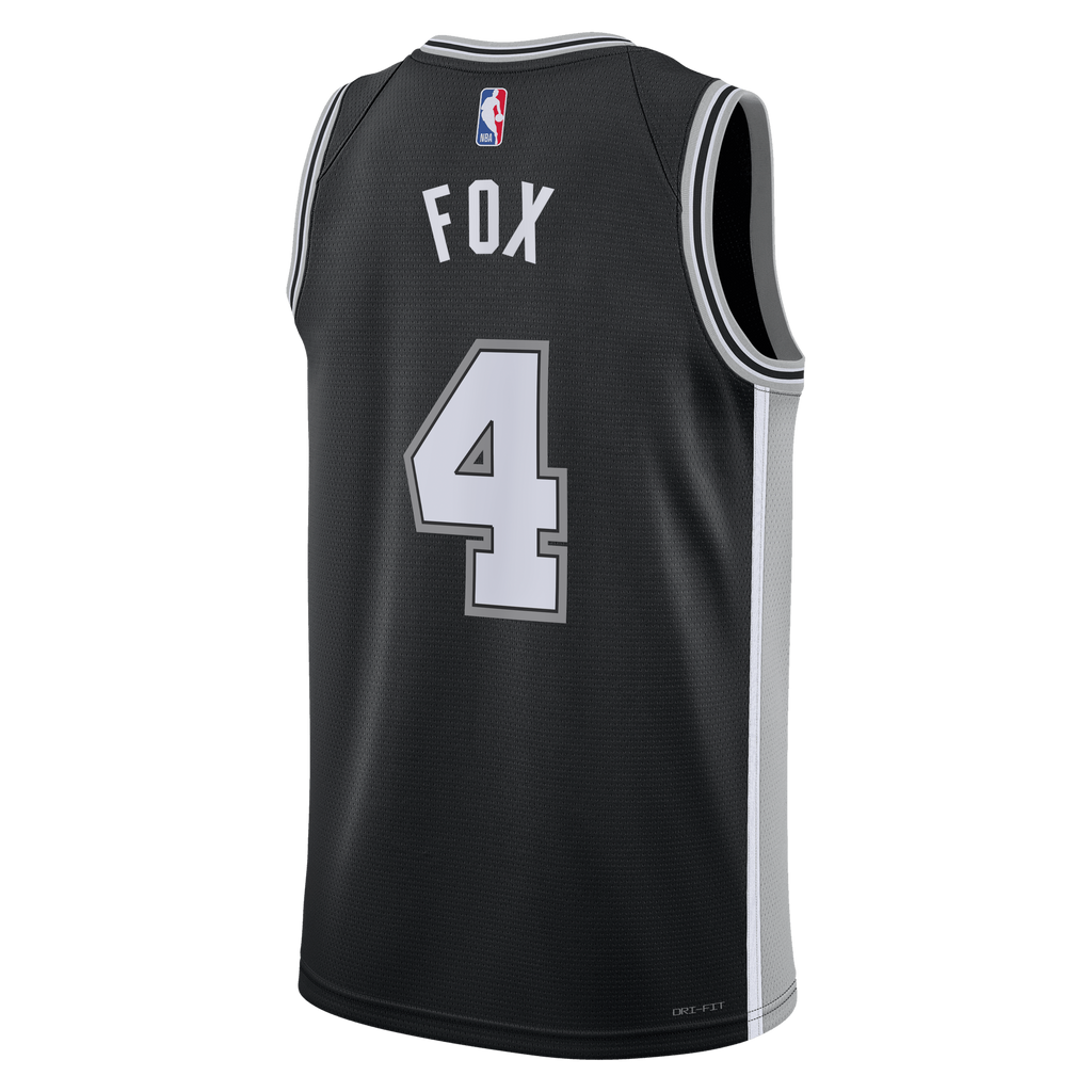 De'Aaron Fox San Antonio Spurs Icon Edition Swingman Basketball Jersey - Black - Unisex