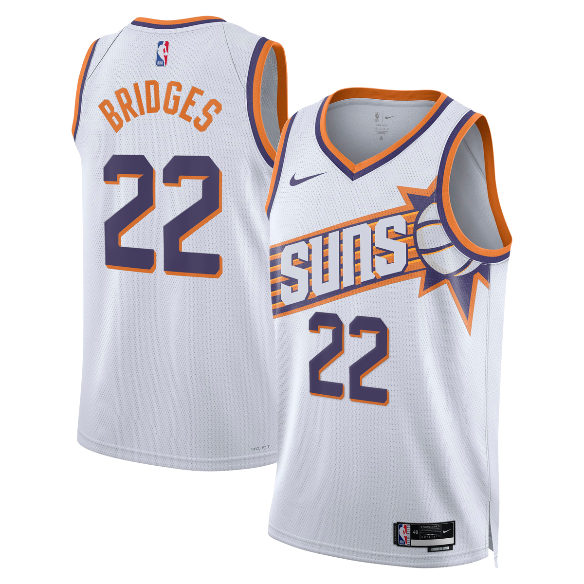 Miles Bridges Phoenix Suns Association Edition Swingman Basketball Jersey - White - Unisex