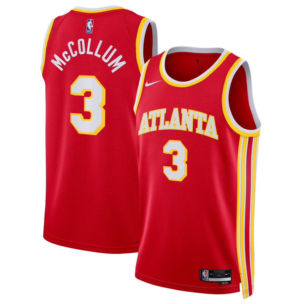 CJ McCollum Atlanta Hawks Icon Edition Swingman Basketball Jersey - Red - Unisex