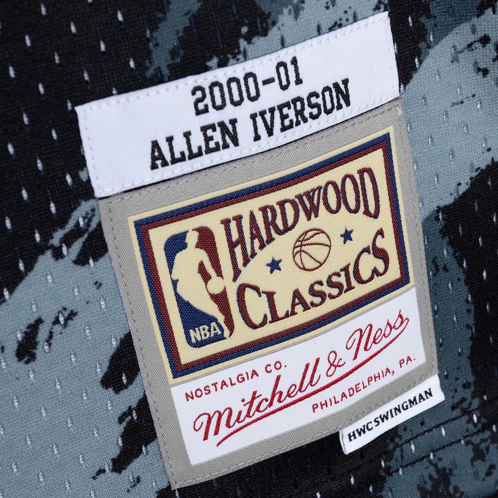 Allen Iverson Philadelphia 76ers 2000 Team Marble Swingman Basketball Jersey - Black