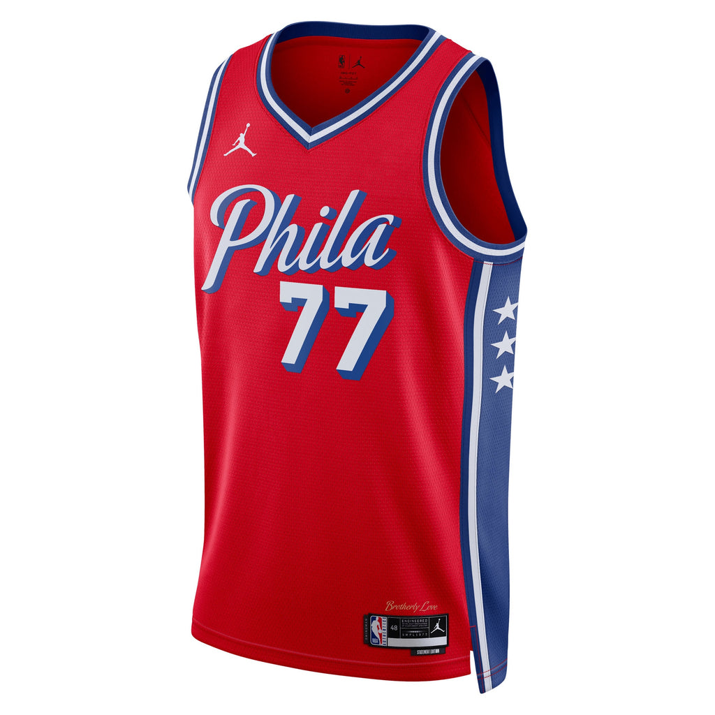 VJ Edgecombe Philadelphia 76ers Statement Edition Swingman Basketball Jersey - Red - Unisex