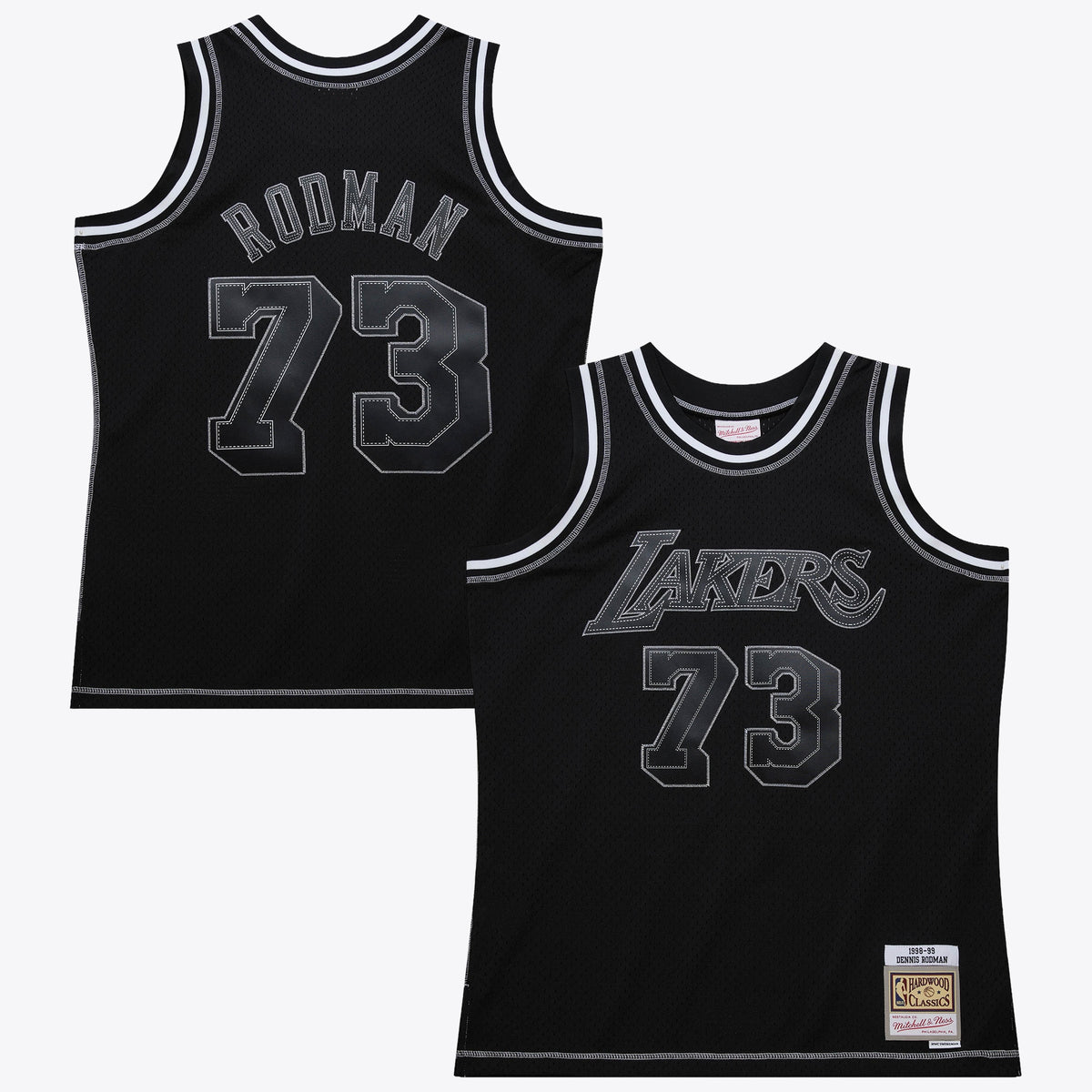 Dennis Rodman Los Angeles Lakers 1998 Contrast 2K Swingman Basketball Jersey - Black