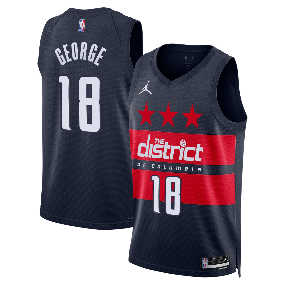 Kyshawn George Washington Wizards Statement Edition Swingman Basketball Jersey - Navy - Mens