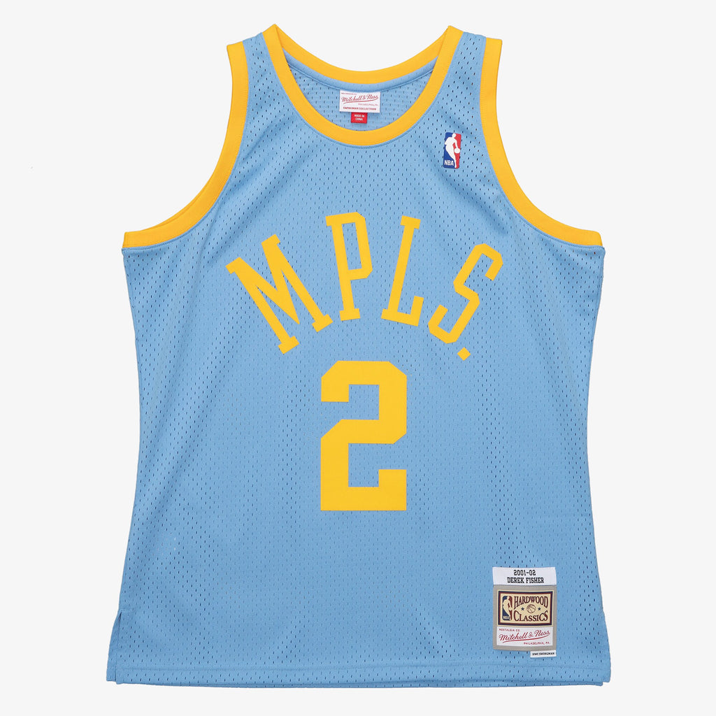 Derek Fisher Los Angeles Lakers 2001 Authentic Swingman Basketball Jersey - Columbia Blue