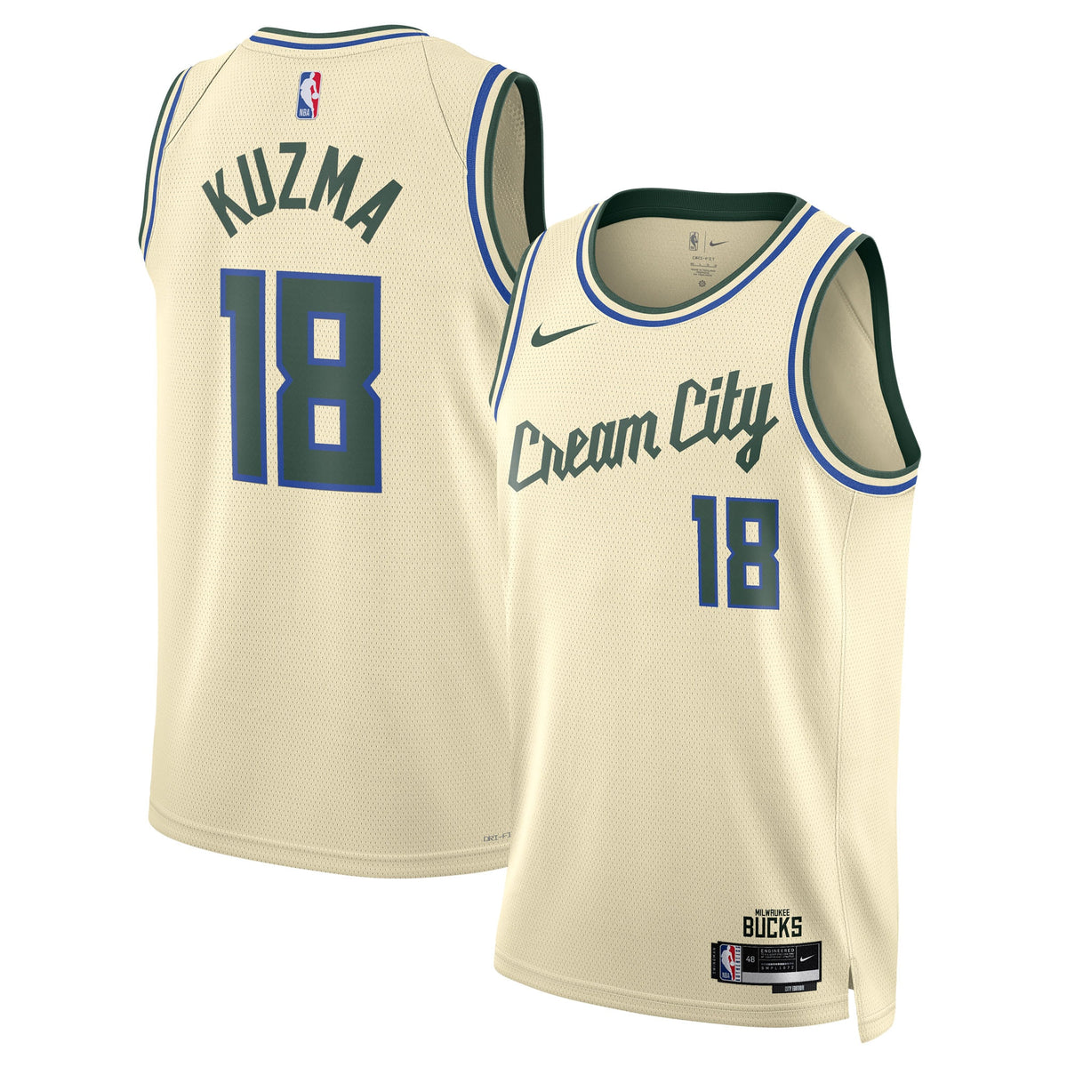 Kyle Kuzma Milwaukee Bucks 2025/26 City Edition Swingman Basketball Jersey - Cream - Unisex