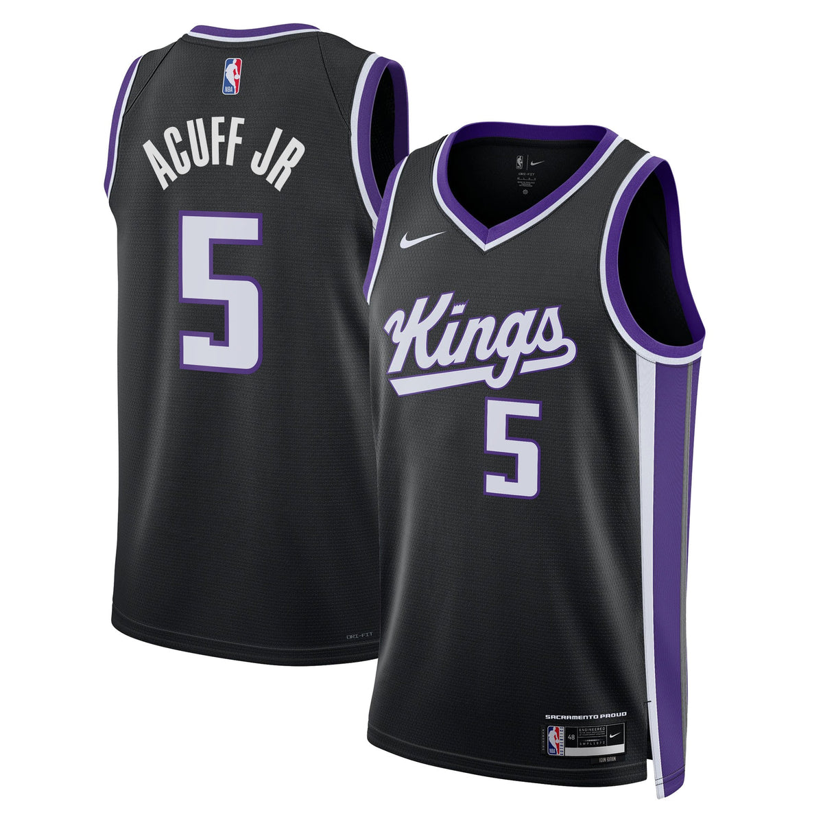 Darius Acuff Jr. Sacramento Kings Swingman Icon Basketball Jersey - Black - Unisex