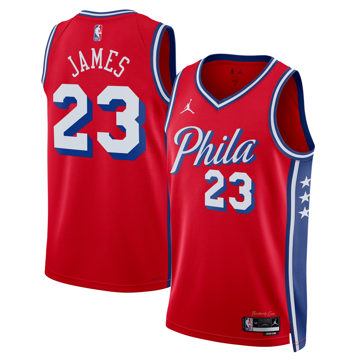LeBron James Philadelphia 76ers Statement Edition Swingman Basketball Jersey - Red - Unisex