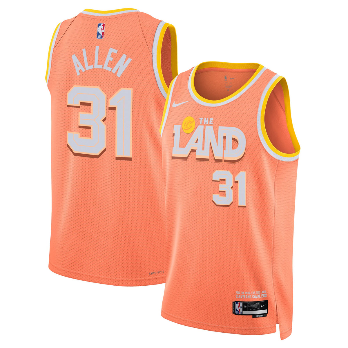 Jarrett Allen Cleveland Cavaliers 2025/26 City Edition Swingman Basketball Jersey - Orange - Unisex