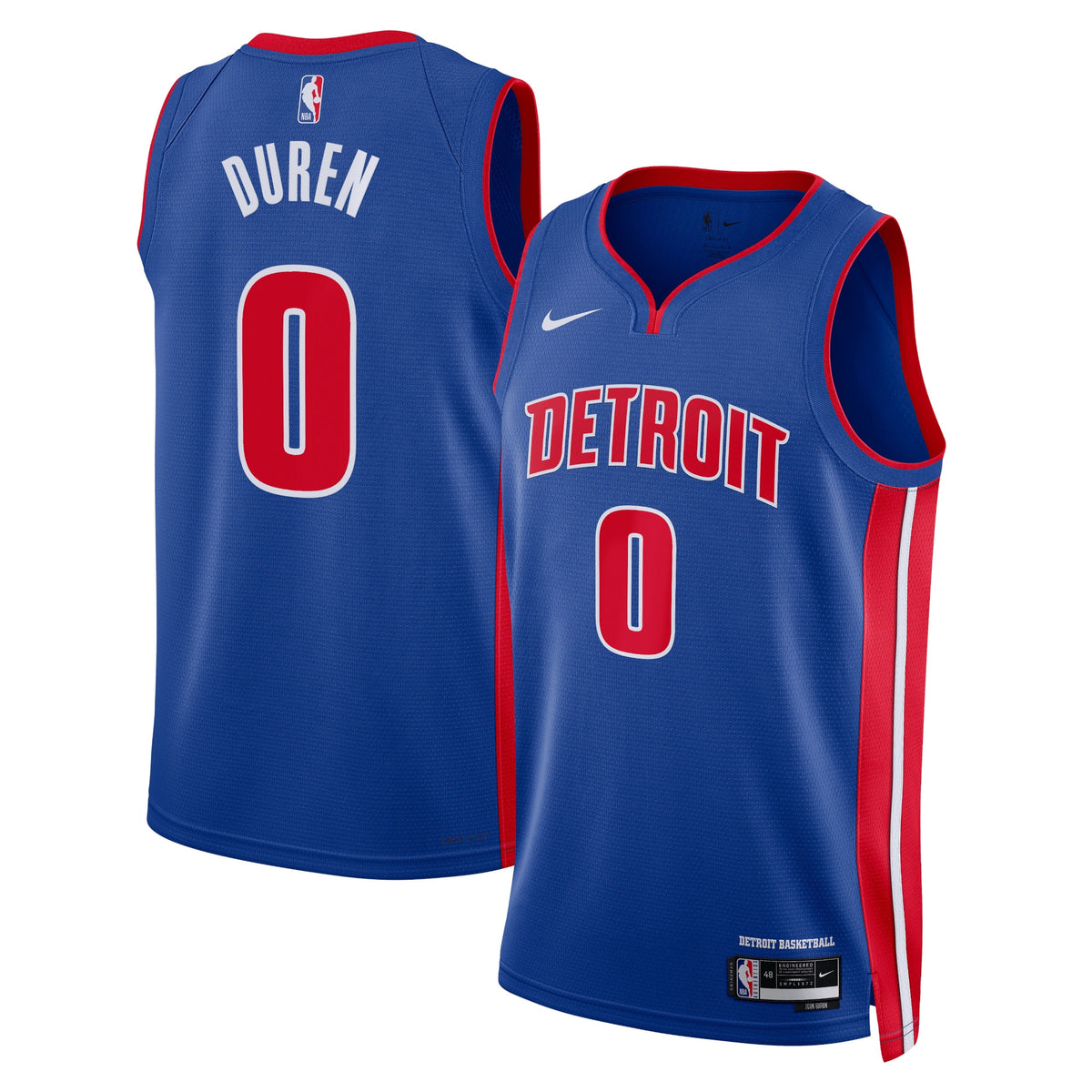 Jalen Duren Detroit Pistons Icon Edition Swingman Basketball Jersey - Blue - Unisex