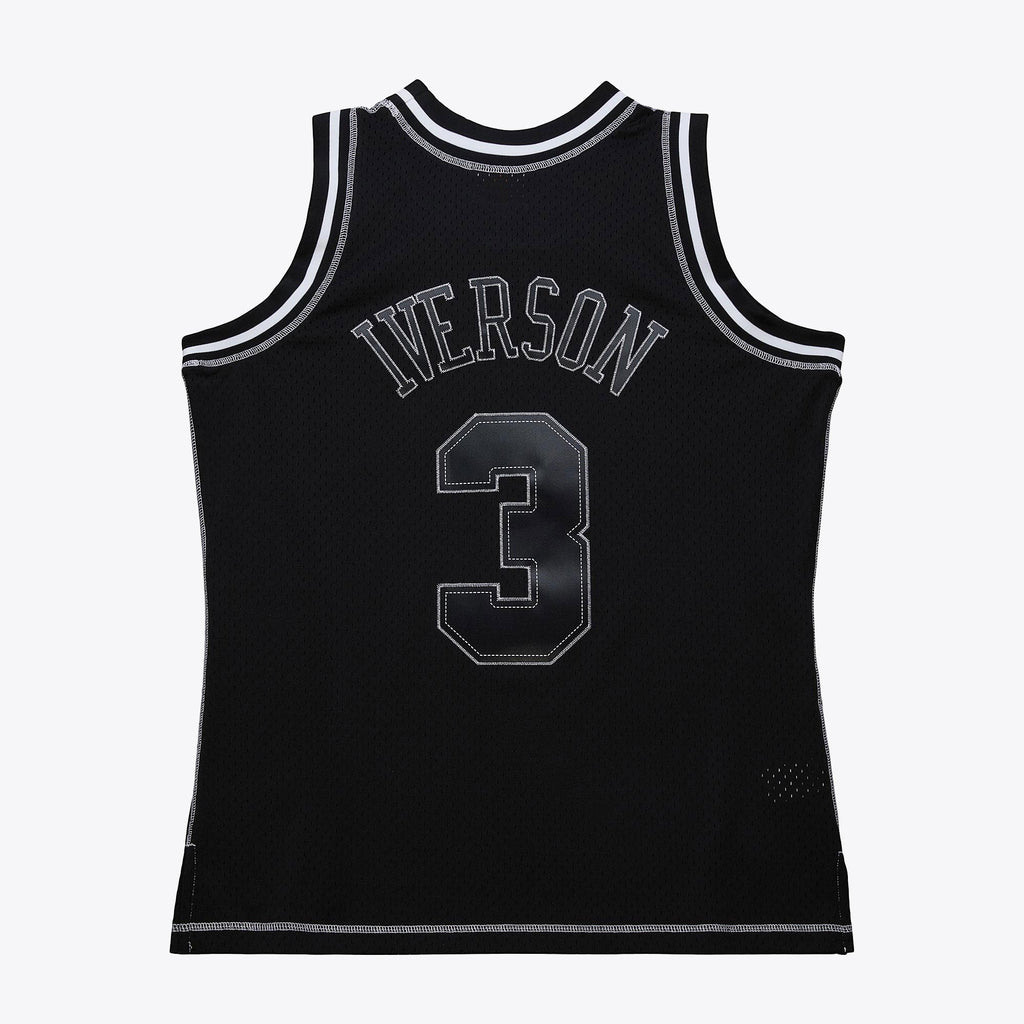Allen Iverson Philadelphia 76ers 1996 Contrast 2K Swingman Basketball Jersey - Black