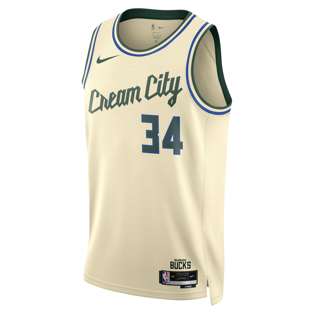 Giannis Antetokounmpo Milwaukee Bucks 2025/26 City Edition Swingman Basketball Jersey - Cream - Unisex