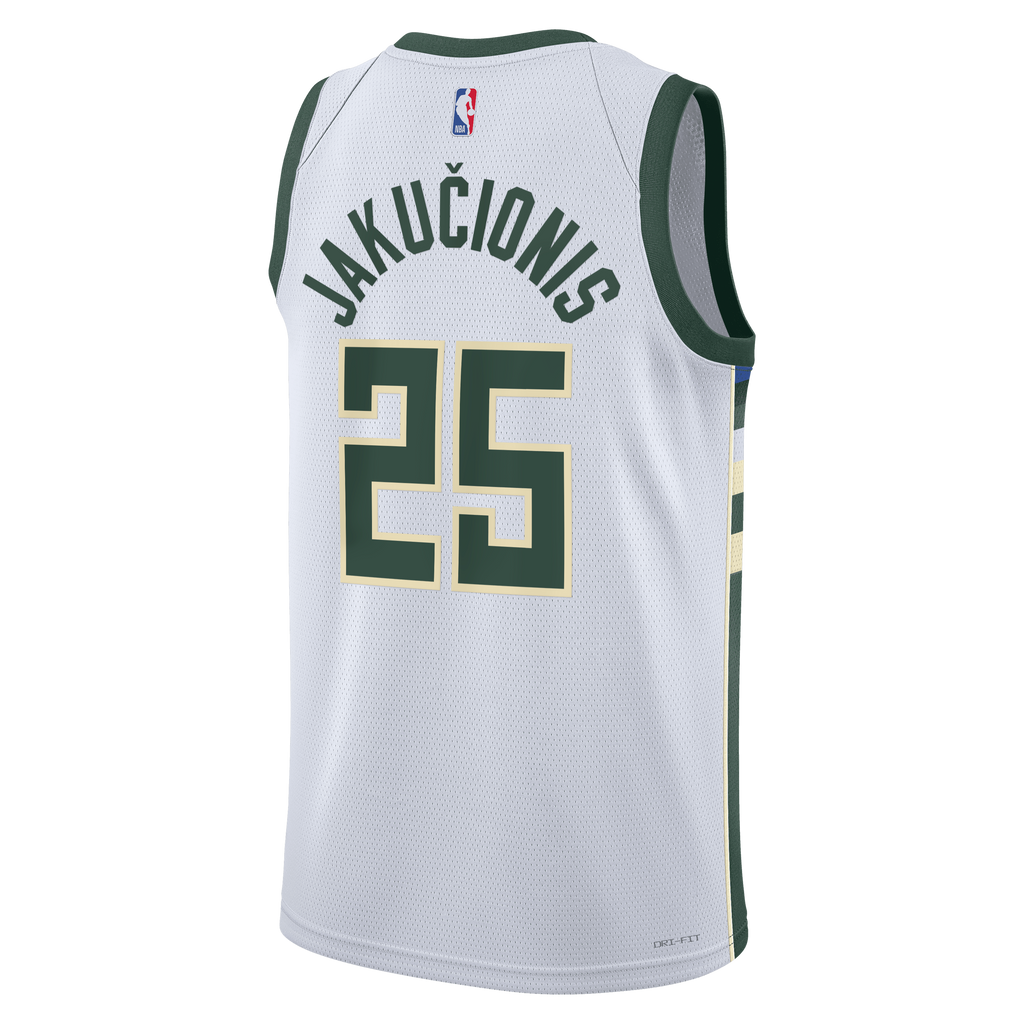Kasparas Jakučionis Milwaukee Bucks Association Edition Swingman Basketball Jersey - White - Unisex