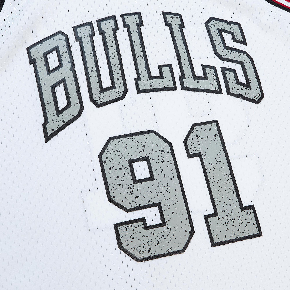 Dennis Rodman Chicago Bulls 1997 Cracked Cement Swingman Basketball Jersey - White