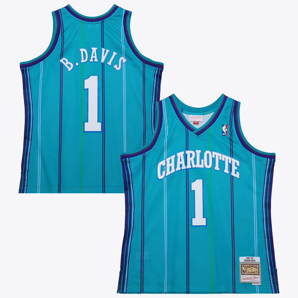 Baron Davis Charlotte Hornets 1999 Authentic Swingman Road Basketball Jersey - Teal