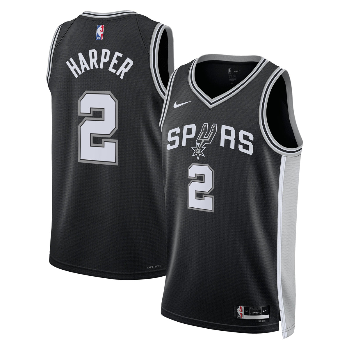 Dylan Harper San Antonio Spurs 2025 Icon Edition Swingman Basketball Jersey - Black - Unisex