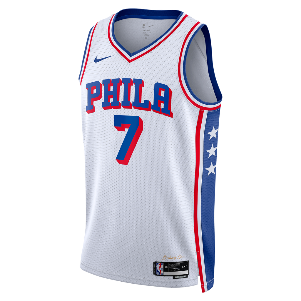 Jaylen Brown Philadelphia 76ers Association Edition Swingman Basketball Jersey - White - Unisex