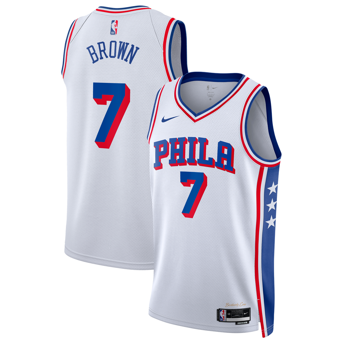 Jaylen Brown Philadelphia 76ers Association Edition Swingman Basketball Jersey - White - Unisex
