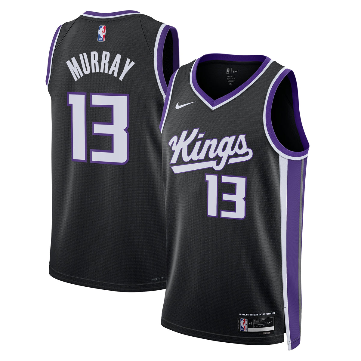 Keegan Murray Sacramento Kings Icon Edition Swingman Basketball Jersey - Black - Unisex