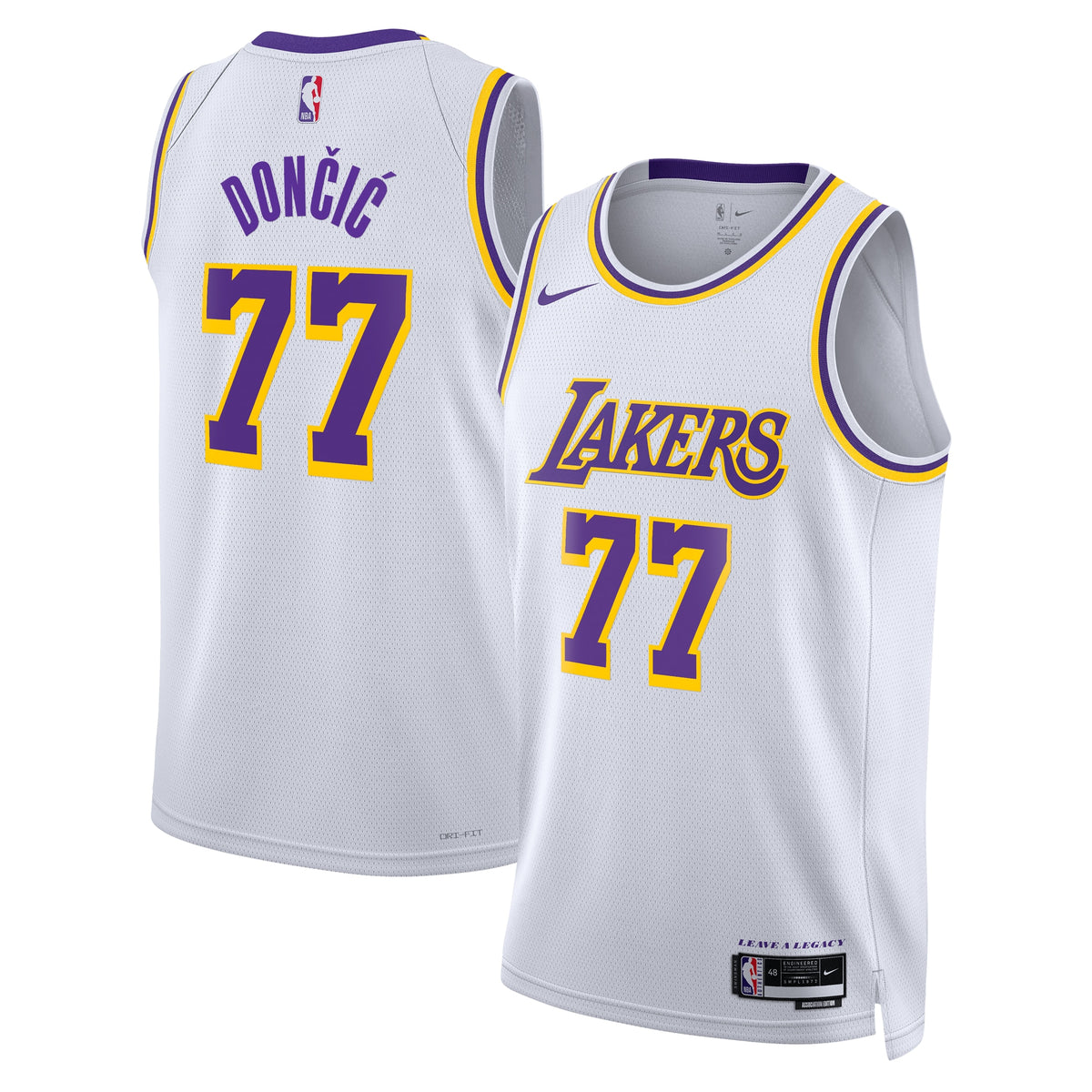 Luka Dončić Los Angeles Lakers Association Edition Swingman Basketball Jersey - White - Unisex