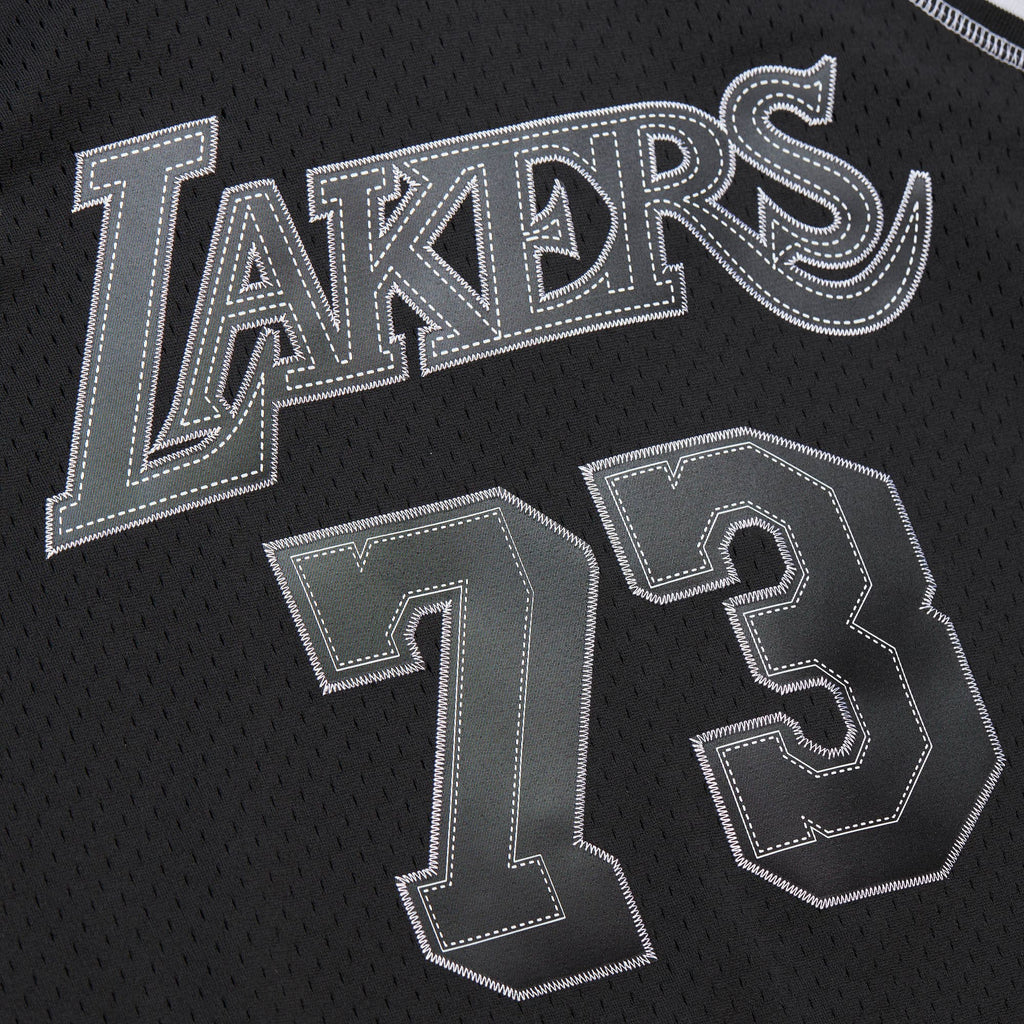 Dennis Rodman Los Angeles Lakers 1998 Contrast 2K Swingman Basketball Jersey - Black
