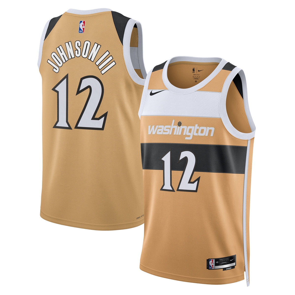 Tre Johnson III Washington Wizards 2025/26 City Edition Swingman Basketball Jersey - Tan - Unisex