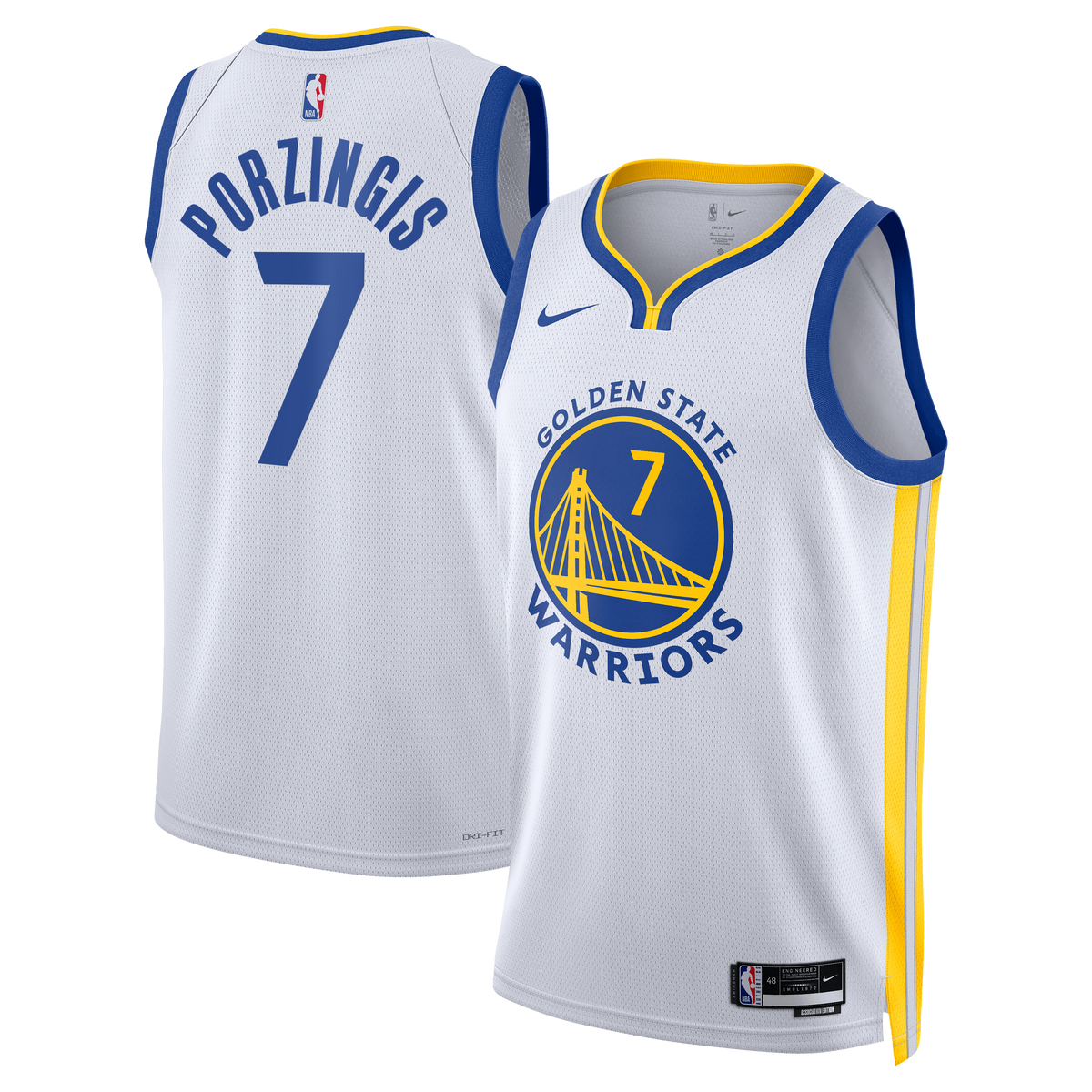 Kristaps Porziņģis Golden State Warriors Association Edition Swingman Basketball Jersey - White - Unisex