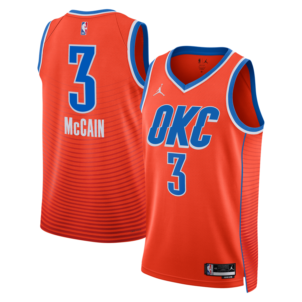Jared McCain Oklahoma City Thunder Statement Edition Swingman Basketball Jersey - Orange - Unisex