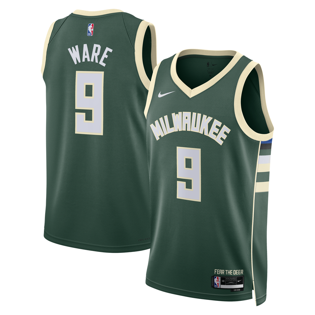Kel'el Ware Milwaukee Bucks Icon Edition Swingman Basketball Jersey - White - Unisex