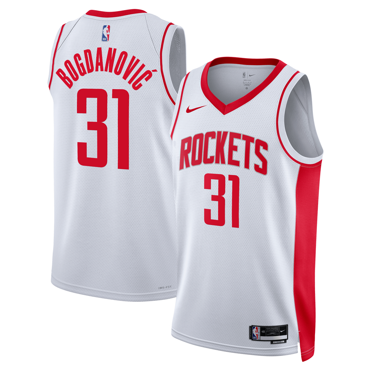 Bogdan Bogdanović Houston Rockets Association Edition Swingman Basketball Jersey - White - Unisex