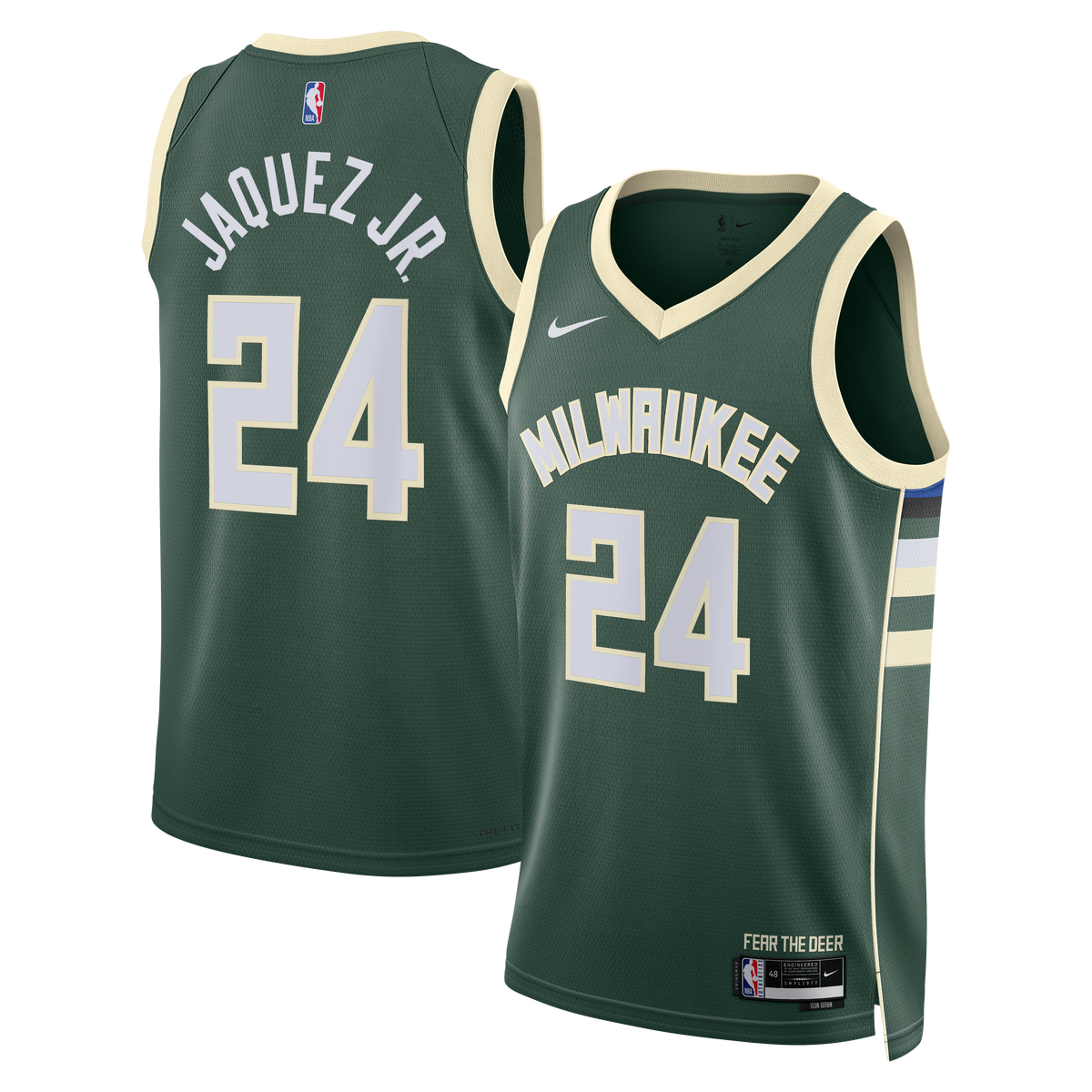 Jaime Jaquez Jr. Milwaukee Bucks Icon Edition Swingman Basketball Jersey - Hunter Green - Unisex