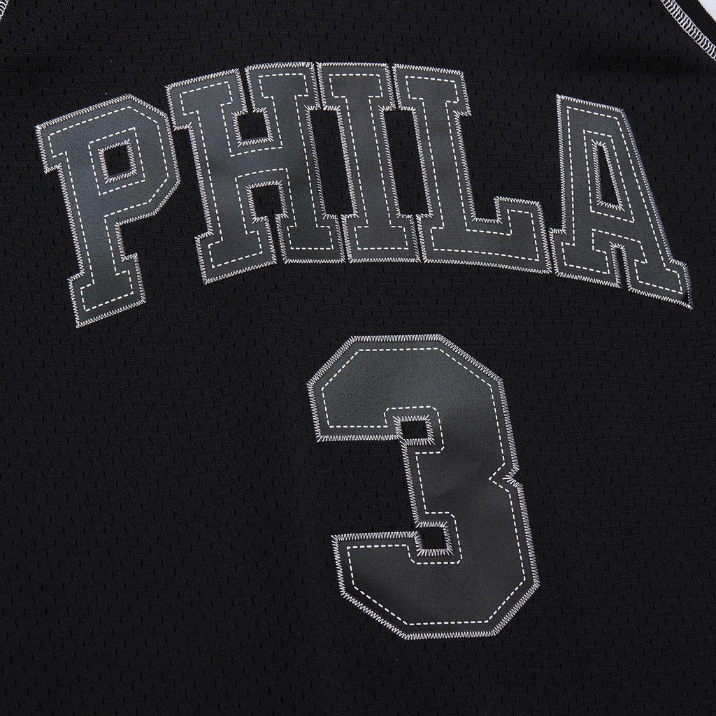 Allen Iverson Philadelphia 76ers 1996 Contrast 2K Swingman Basketball Jersey - Black