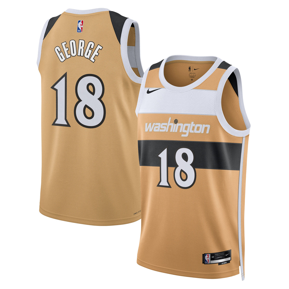 Kyshawn George Washington Wizards 2025/26 City Edition Swingman Basketball Jersey - Tan - Unisex