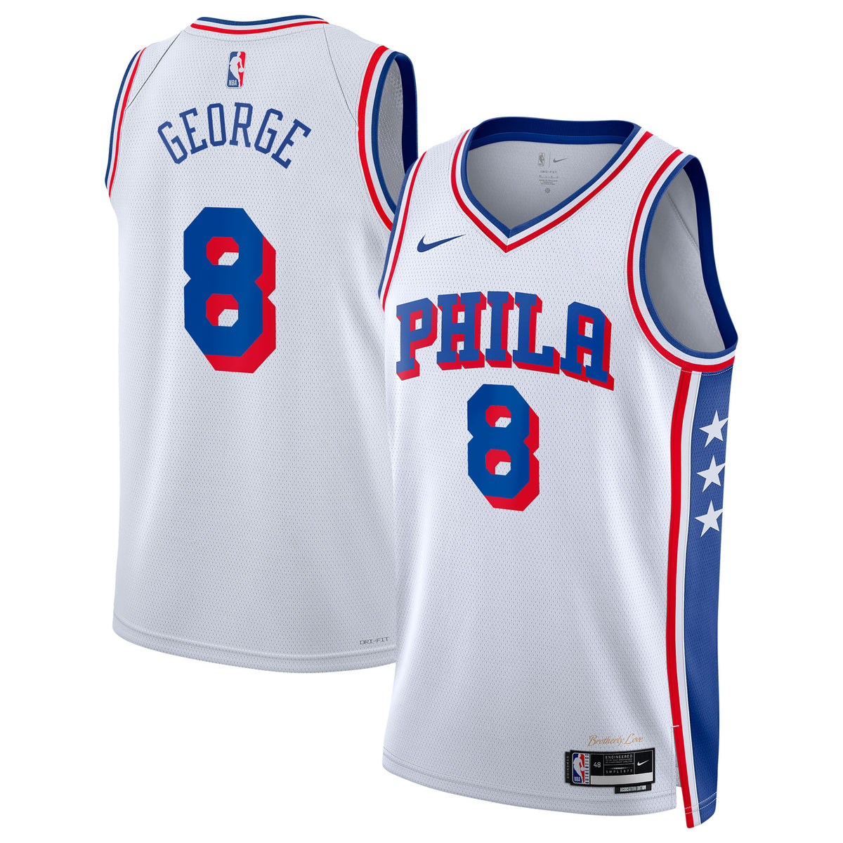 Paul George Philadelphia 76ers Association Edition Swingman Basketball Jersey - White - Unisex
