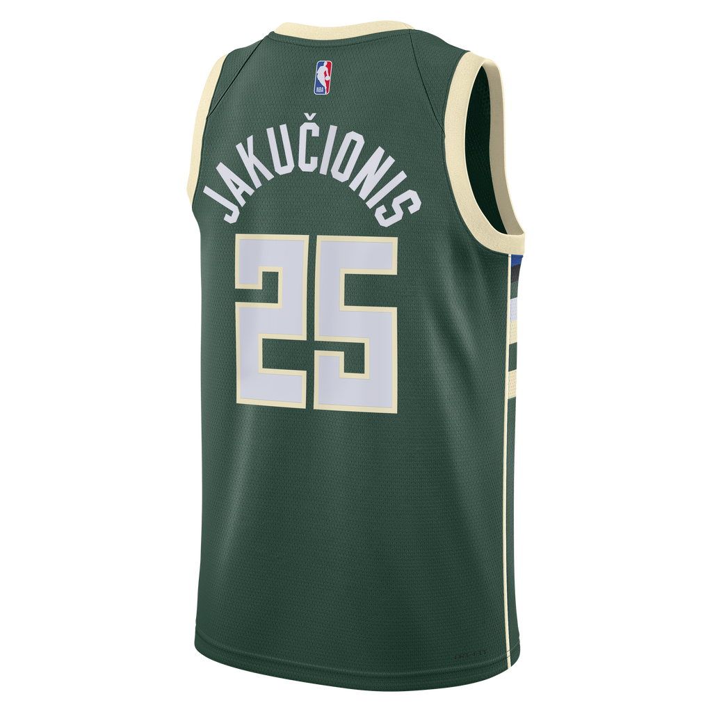 Kasparas Jakučionis Milwaukee Bucks Icon Edition Swingman Basketball Jersey - White - Unisex