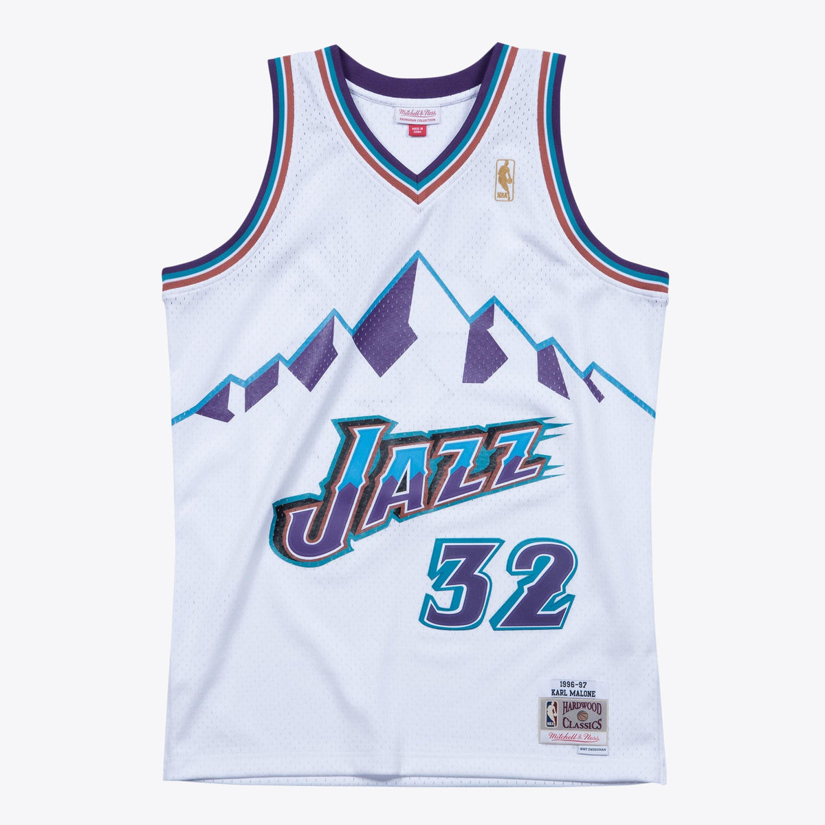 Karl Malone Utah Jazz 1996 Hardwood Classics Swingman Basketball Jersey - White - Mens